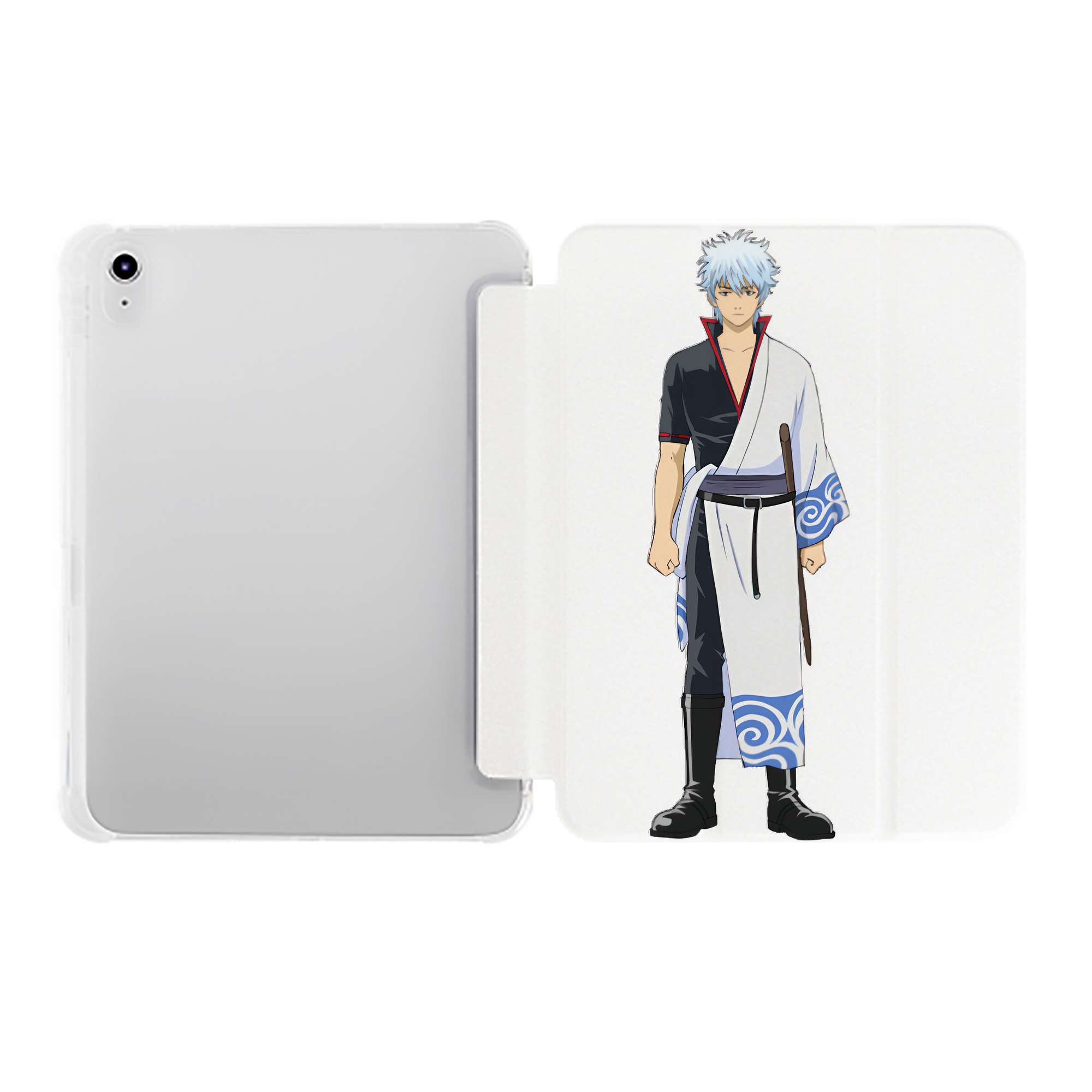 （画像用） ぎんたま 坂田銀時（さかたぎんとき） 神楽 志村新八（しむら しんぱち） GINTAMA Sakata Gintoki Kagura Shimura Shinpachi IPad ケース ペン収納付き 三つ折りスタンド PUレザー×シリコン 対応機種9.5/10.5/10.9インチ